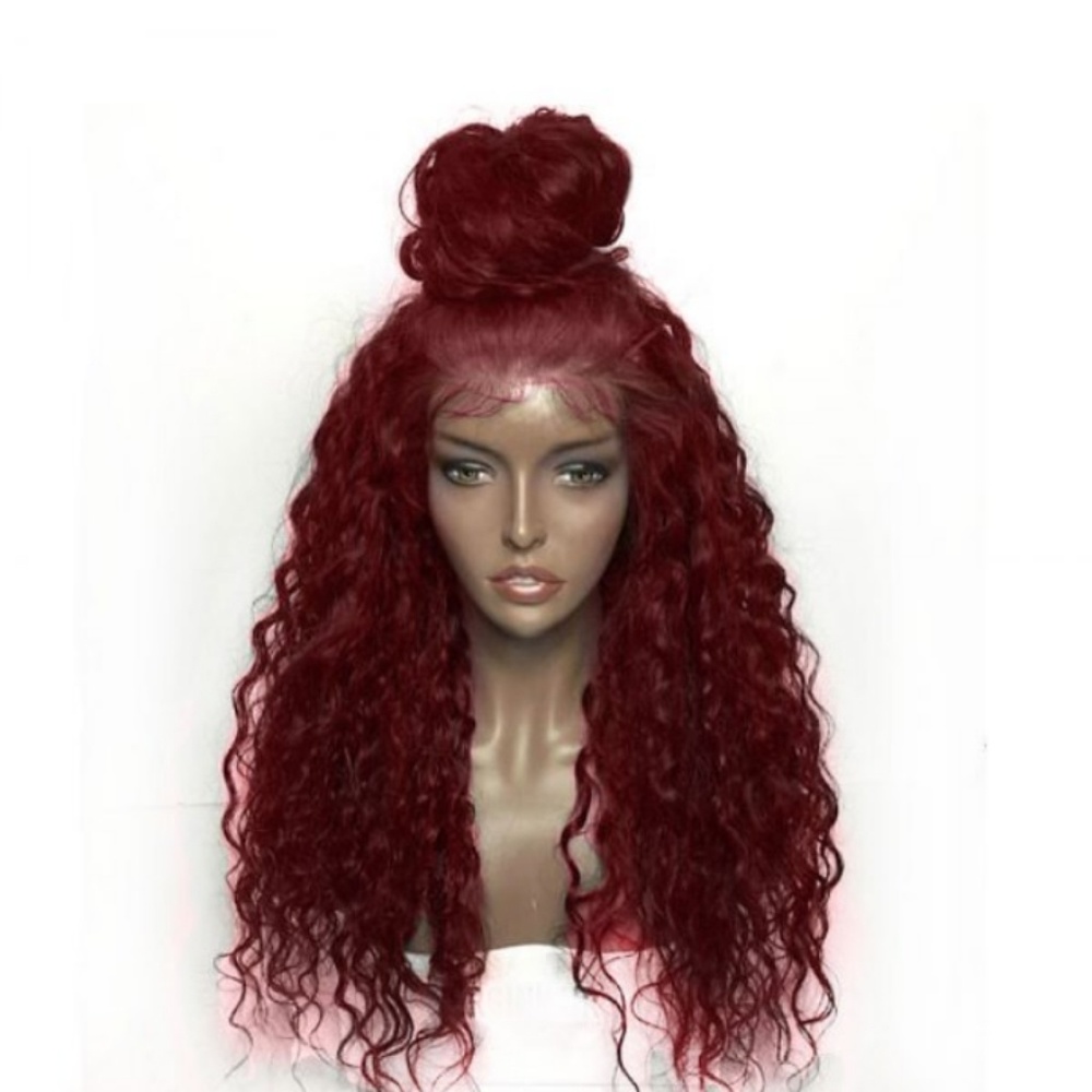 Lace front wine red wig
